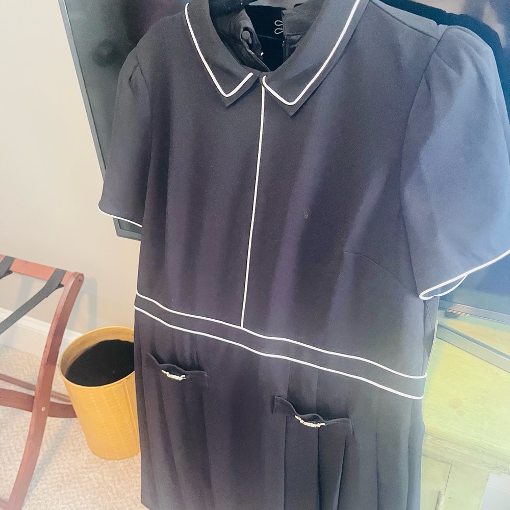Karl Lagerfeld Blue A-Line Dress with Peter Pan Collar